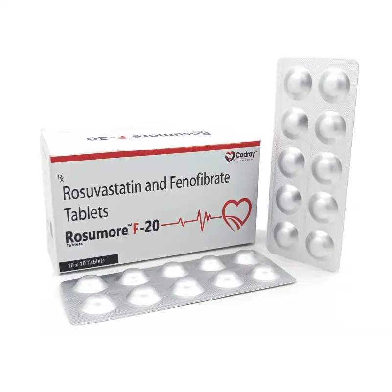 Rosuvastatin 20mg + Fenofibrate 160mg Tablet | Rosumore F 20 in Third Party Manufacturing